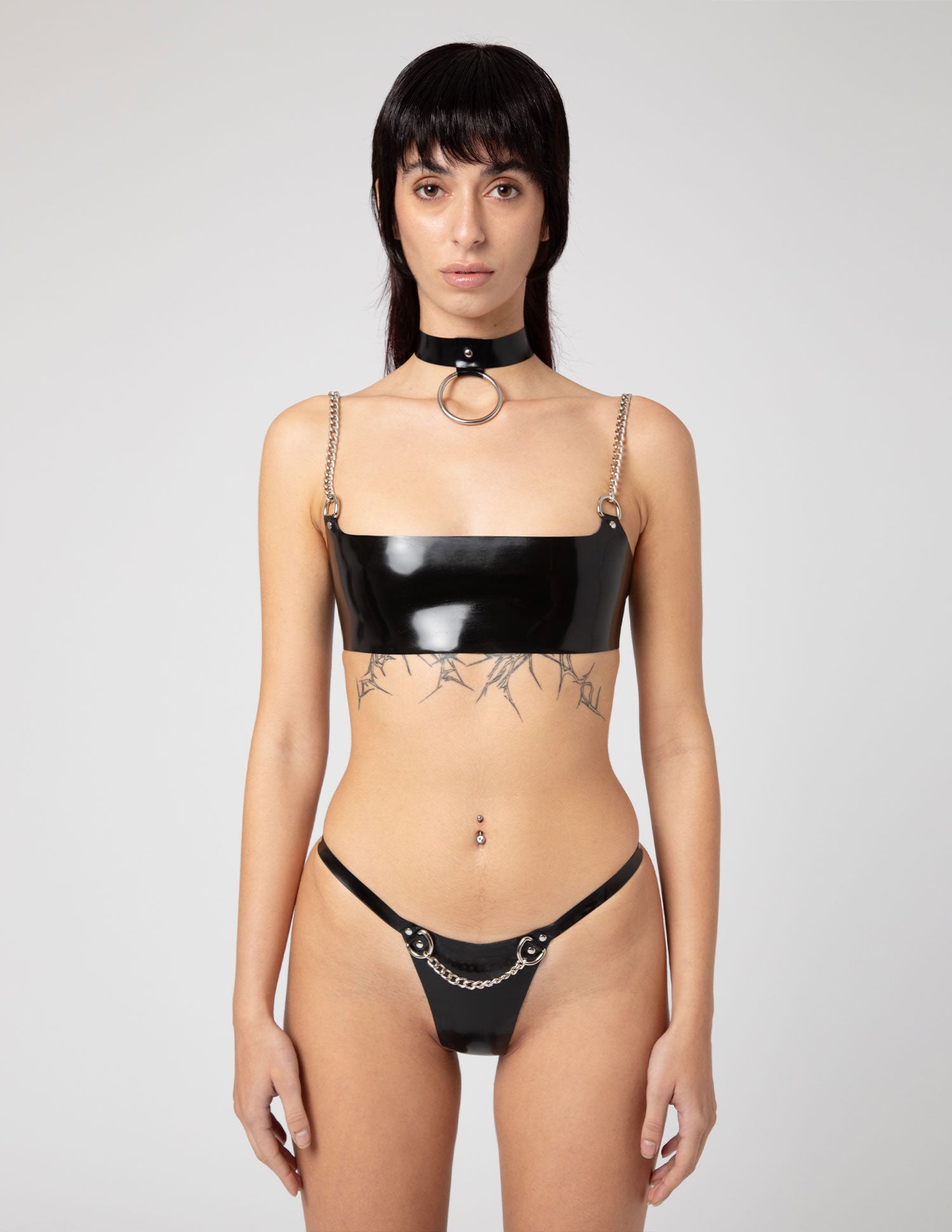 Latex "Chain" Set - Bralette + Slip