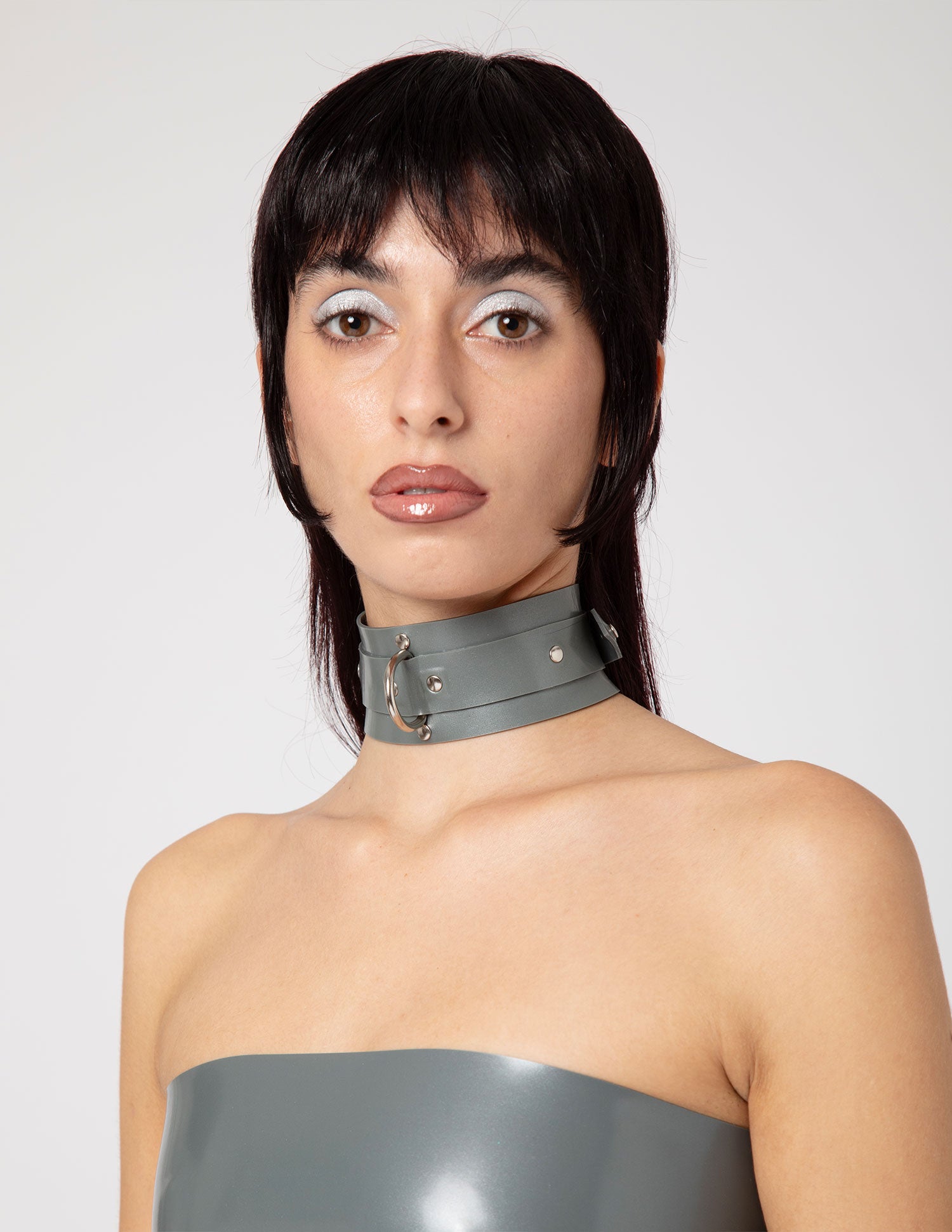 Bondage Choker finiture argentate